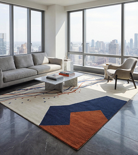 Linear Emblem Handcrafted Rug