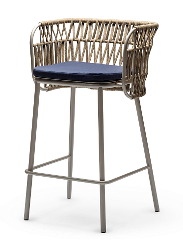 Jujube Beige & Blue Outdoor Bar Chair