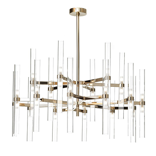 36-Light Soft Gold Glass Cylinder Chandelier