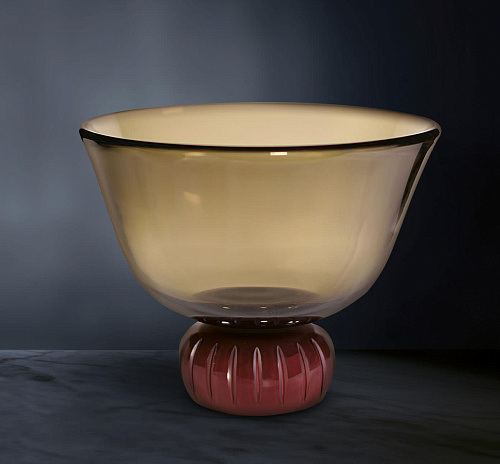Smoked Murano Glass Bowl-Shaped Vase