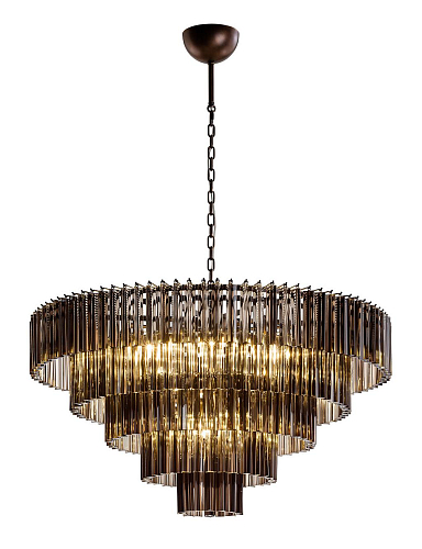 Round Chandelier with Smoky Trihedrons