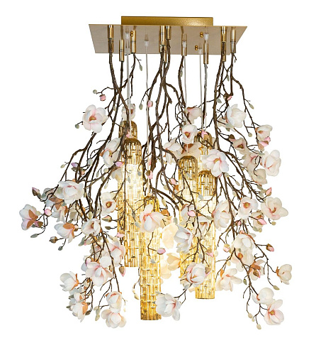 Magnolia White Gold Handcrafted Chandelier