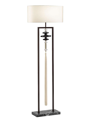 Floor Lamp with Marble Base & Ivory Shade