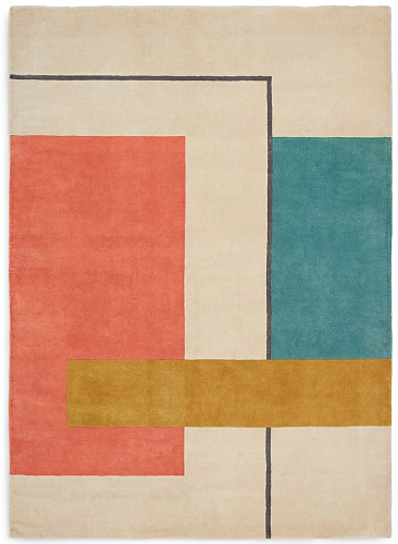 Framed Blocks Coral Artisan Rug