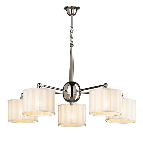 Contemporary Chandelier with Striped Fabric Shades