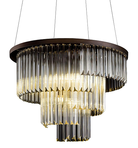 Modern Round Triedro Glass Chandelier