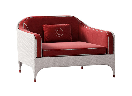 كرسي خارجي عريض بوسائد