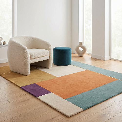 Warm Blocks Designer Rug