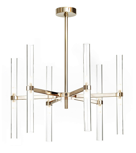 Soft Gold Chandelier with Borosilicate Glass Cylinders