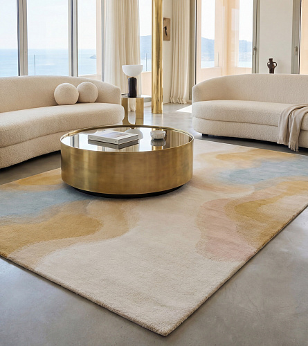 Fluid Lines Sand Handmade Rug