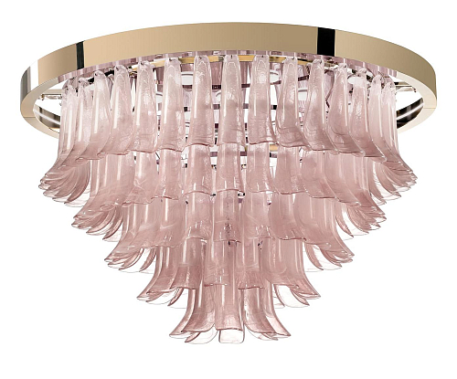 Pink Glass Leaves Chandelier