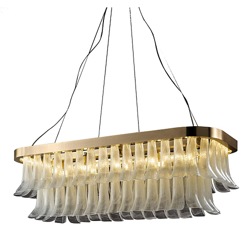 Soft Gold Oval Chandelier with Glass Leaves