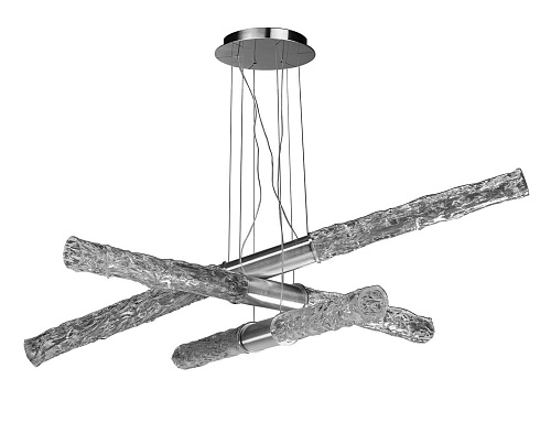 Linear Clear Blown Glass Chandelier