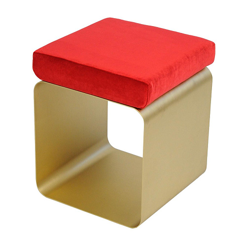 Red Stool with Metal Base